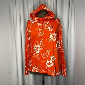 Ralph Lauren Vibrant Orange Hoodie with White Floral Accents
